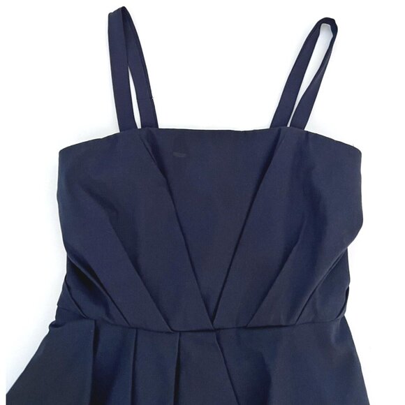 Alice + Olivia size 0 Dress Fit Flare Tiers Layers Dark Blue Strap Sleeves - Picture 3 of 10
